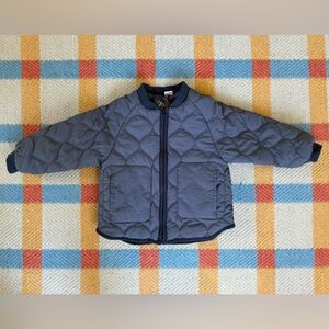 Zara Kids Blue Quilted Puffer Jacket - Dark Blue 3T